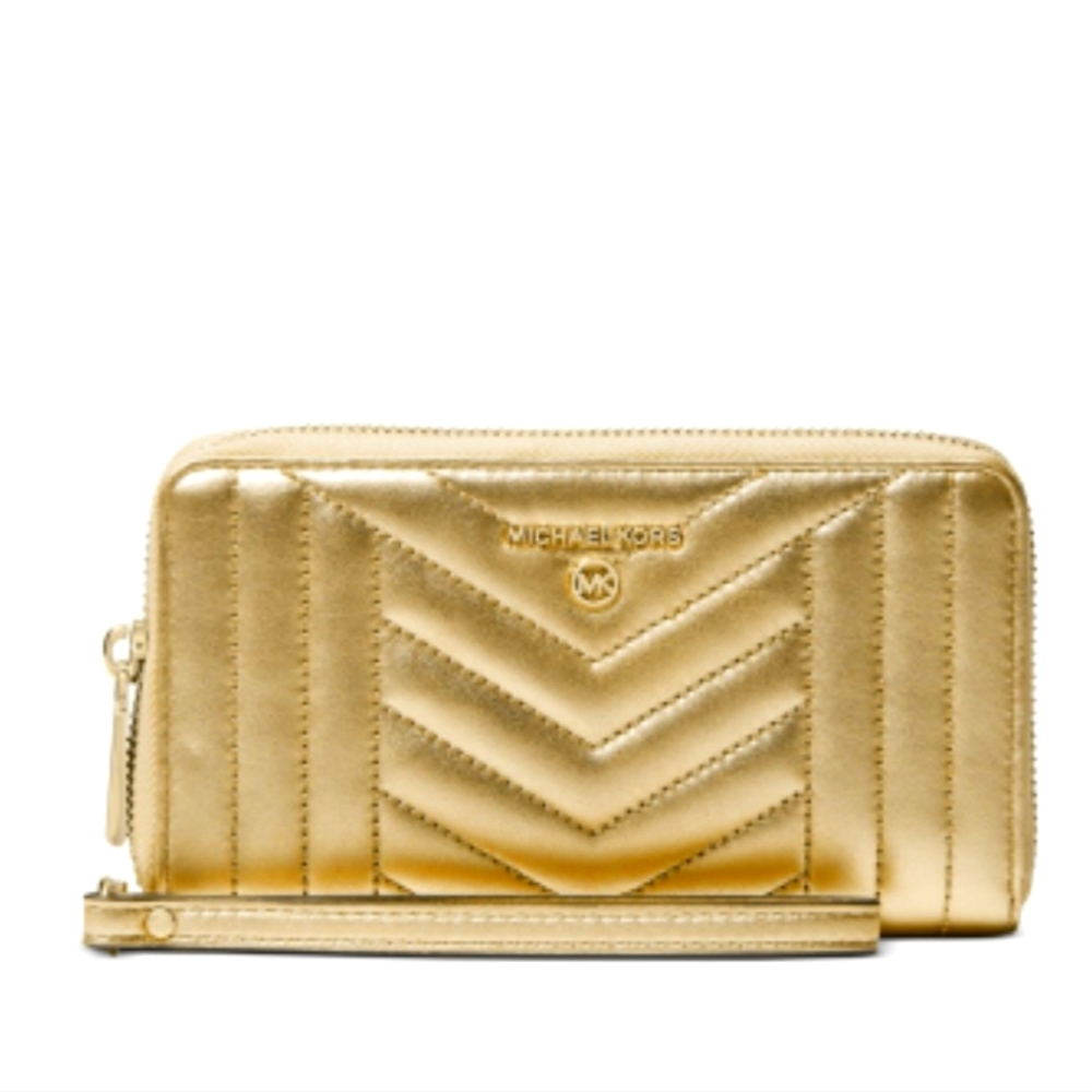 MICHAEL KORS JET SET CHARM METALLIC LEATHER WALLET